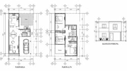 Plano arquitectónico casa habitación de 2 niveles: diseño eficiente