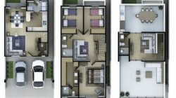 Planos de casas de tres pisos