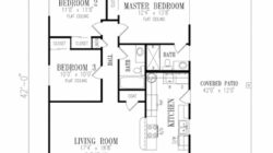 Planos de planta de 3 habitaciones y 2 baños